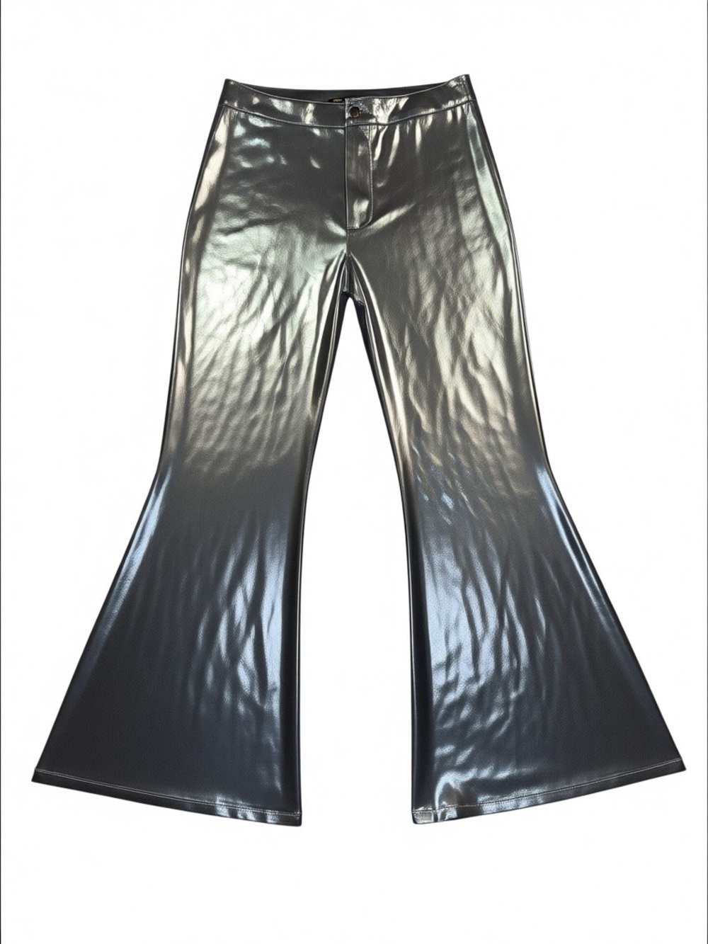 Finesse Medium Metallic Blue Silver Flared High-Rise Pants Festival Costume